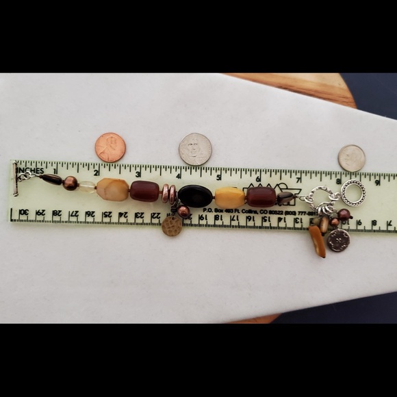 Silpada Stone Bead Pearl Shell Toggle Bracelet 925 - Picture 15 of 16